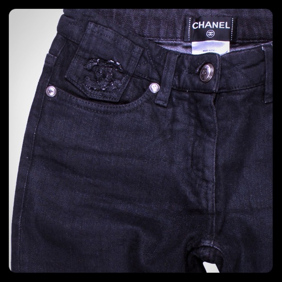 CHANEL Jeans Black Chanel Straight Skinny Jeans Poshmark